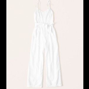 NWT Tie Strap Linen Blend Jumpsuit - Abercrombie